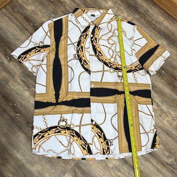 Shein Manfinity Chain Print Shirt & Short Set Men's XXL Equestrian Luxury Style - Picture 4 of 14